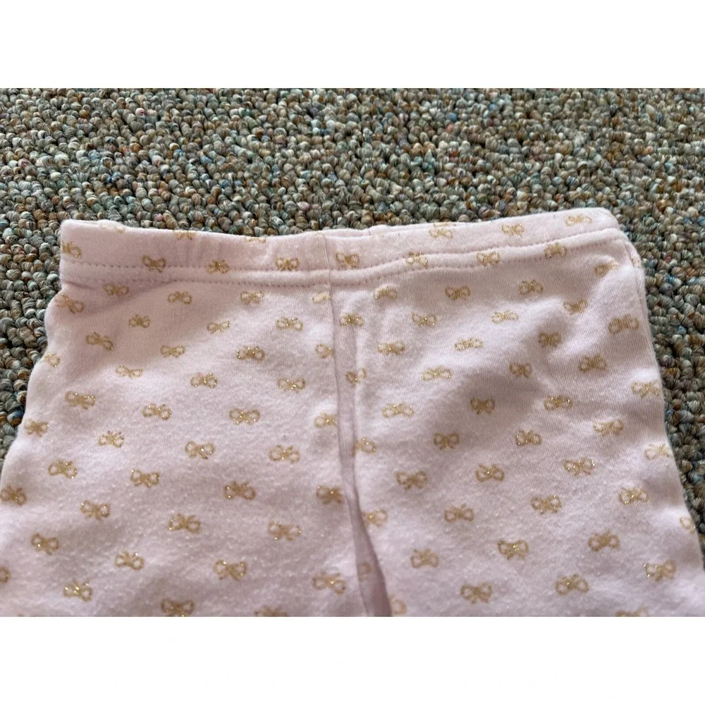 Carter's Pink‎ & Gold Bow Leggings 6M